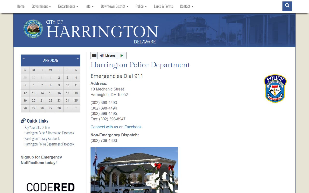 Harrington Police Department official page for recent arrests