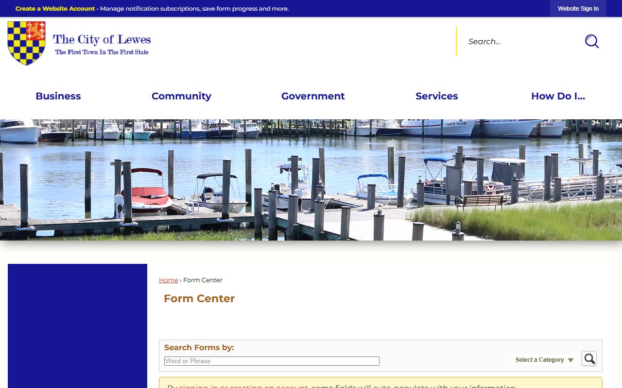 City of Lewes online FOIA request form for arrest records