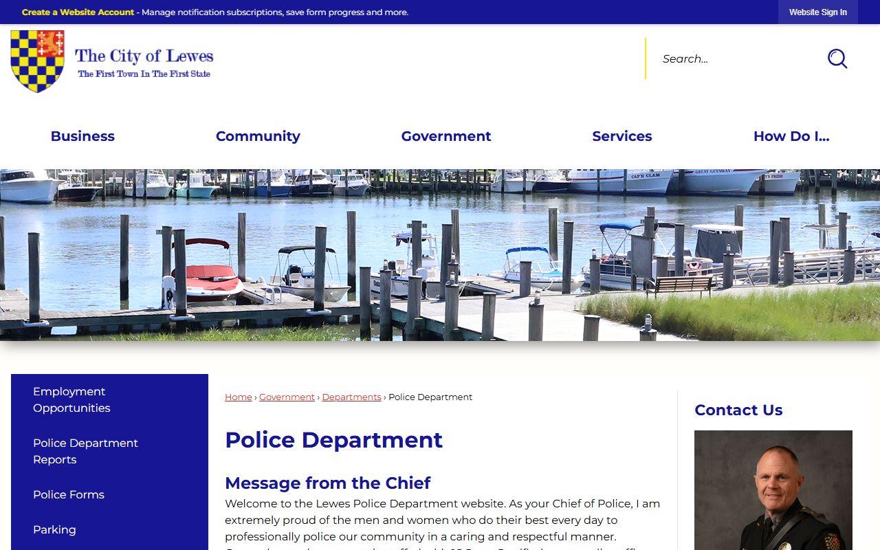 Lewes Police Department main page for recent arrests