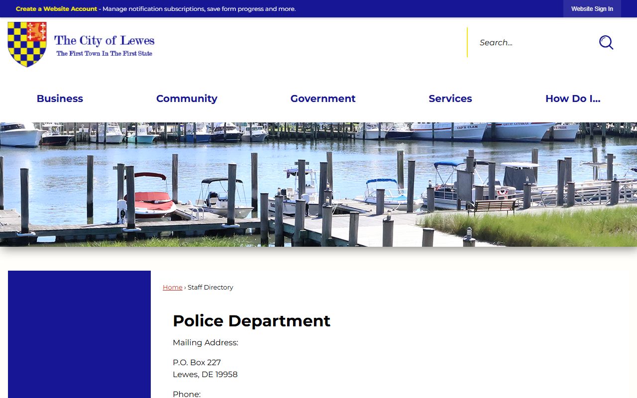 Lewes Police Department staff directory for recent arrests contacts