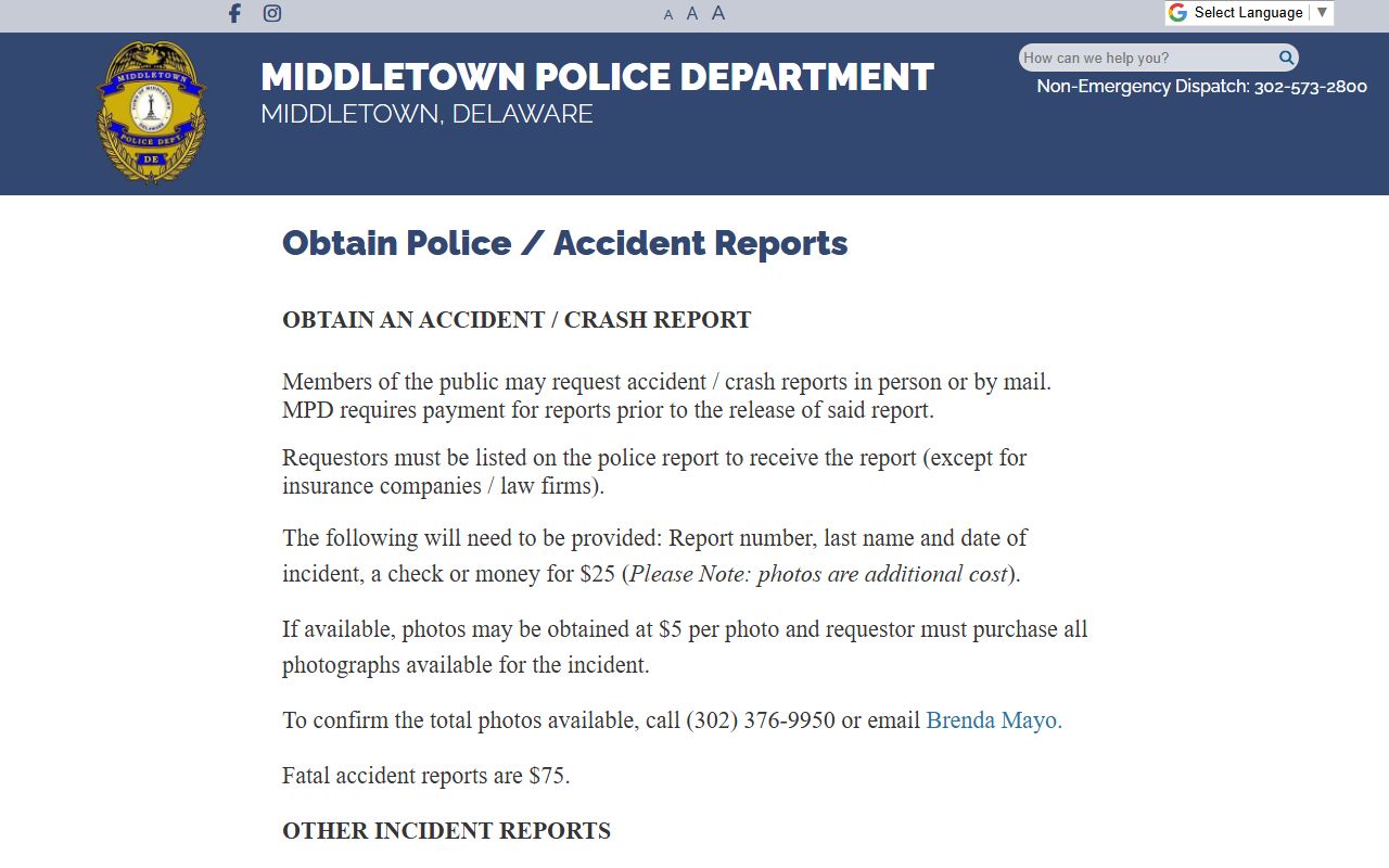 Middletown Police accident and crash reports for recent arrests