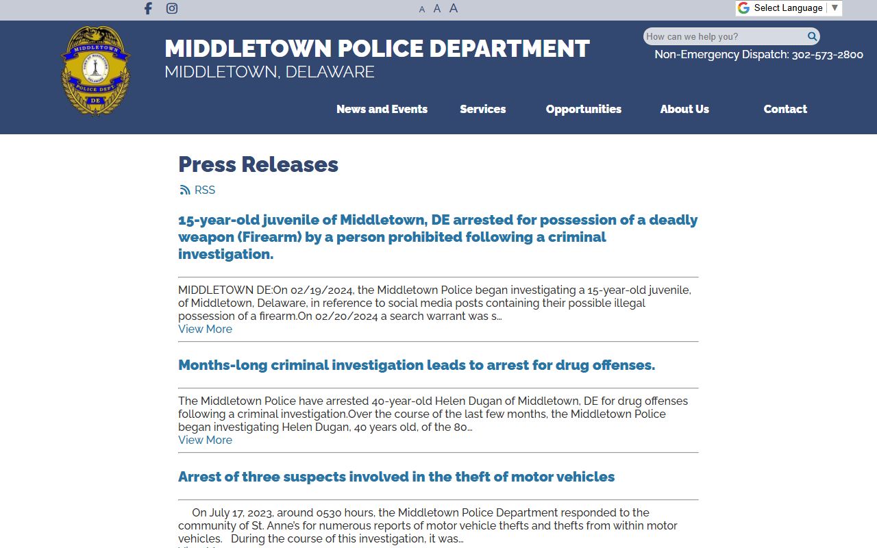 Middletown Police press releases for recent arrests