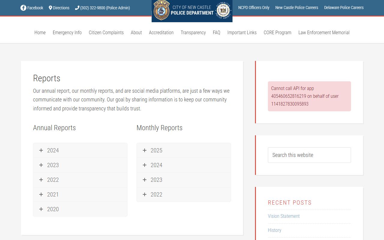New Castle City police annual and monthly reports for recent arrests