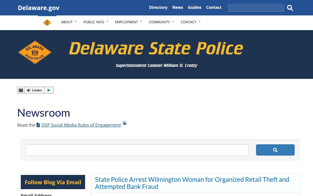Delaware State Police newsroom for Seaford arrests