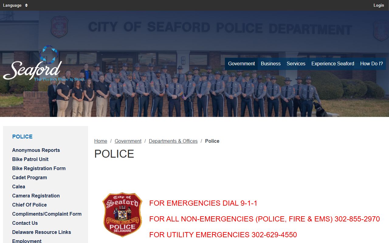 Seaford Police Department main page for recent arrests