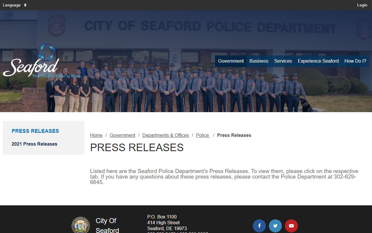 Seaford Police Department press releases for recent arrests