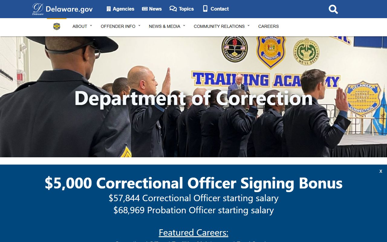 Delaware Department of Correction inmate locator for New Castle County bookings