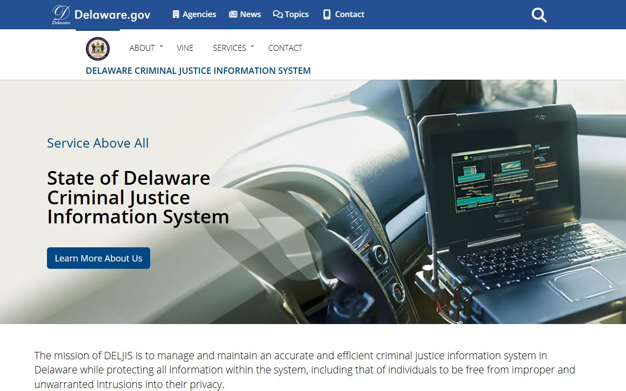 Delaware DELJIS criminal justice information system agency page
