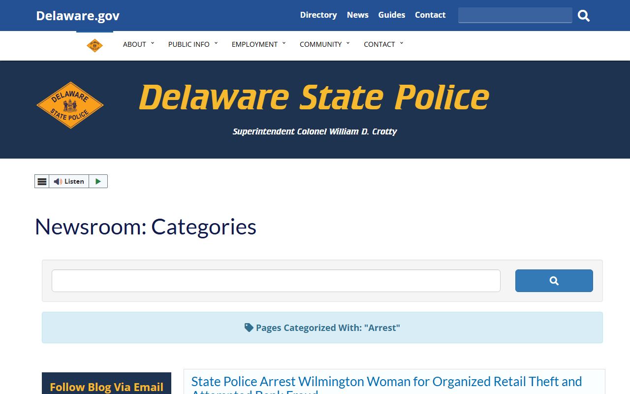 Delaware State Police arrest archive news and press releases